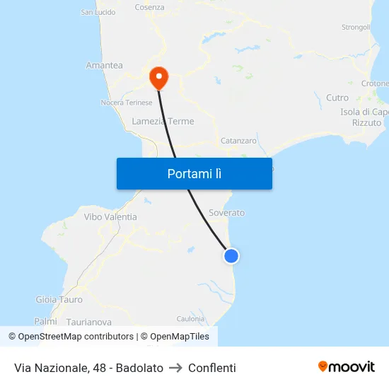Via Nazionale, 48 - Badolato to Conflenti map