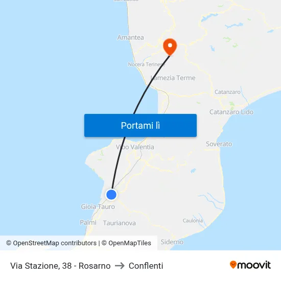 Via Stazione, 38 - Rosarno to Conflenti map