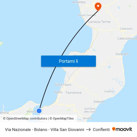 Via Nazionale - Bolano - Villa San Giovanni to Conflenti map