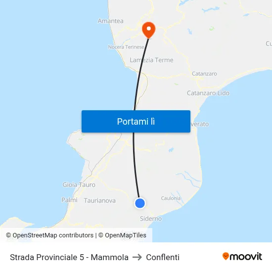 Strada Provinciale 5 - Mammola to Conflenti map