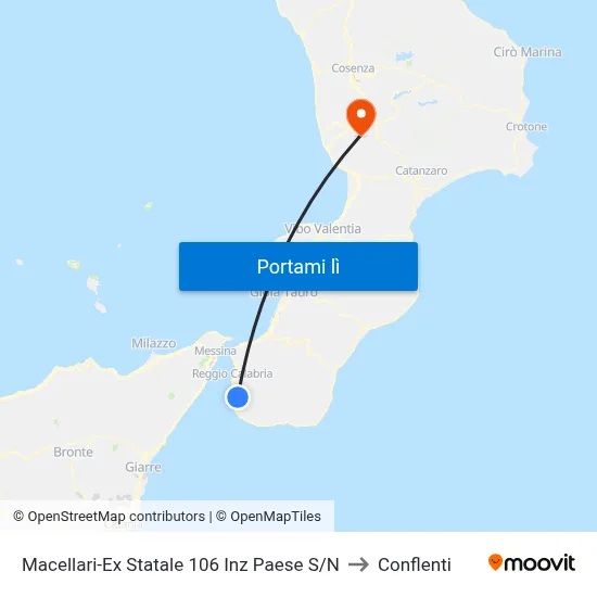 Macellari-Ex Statale 106  Inz Paese S/N to Conflenti map