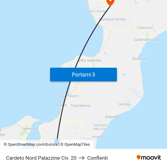 Cardeto Nord Palazzine Civ. 20 to Conflenti map