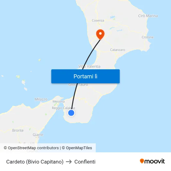 Cardeto (Bivio Capitano) to Conflenti map