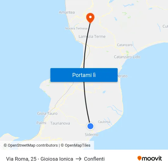 Via Roma, 25 - Gioiosa Ionica to Conflenti map