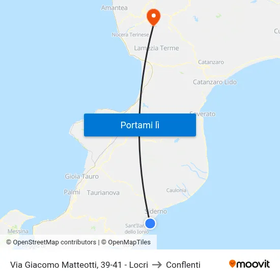 Via Giacomo Matteotti, 39-41 - Locri to Conflenti map