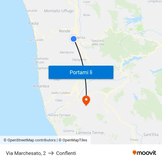 Via Marchesato, 2 to Conflenti map