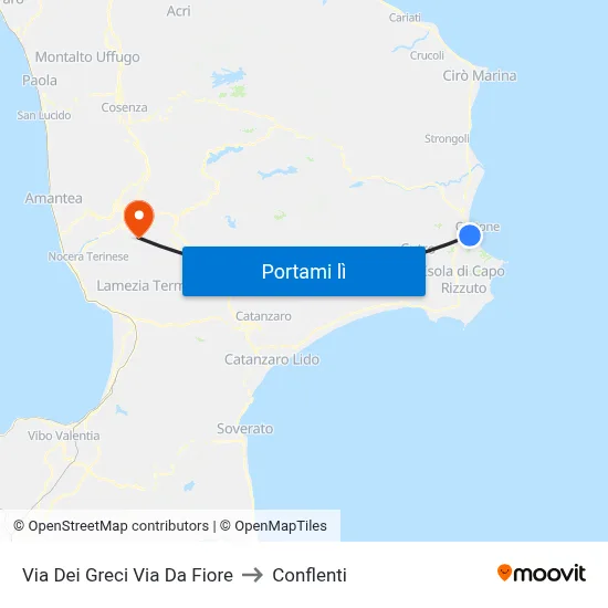 Via Dei Greci Via Da Fiore to Conflenti map
