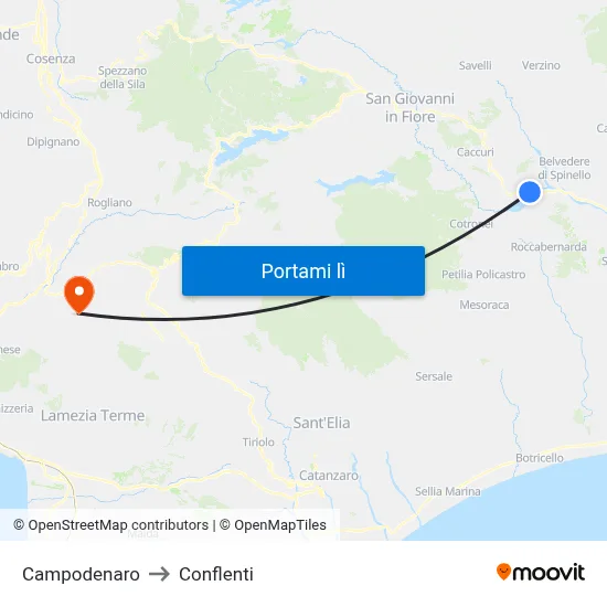 Campodenaro to Conflenti map