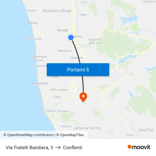Via Fratelli Bandiera, 3 to Conflenti map