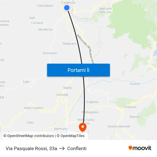 Via Pasquale Rossi, 33a to Conflenti map