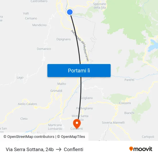 Via Serra Sottana, 24b to Conflenti map