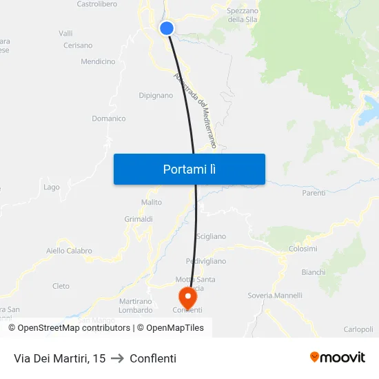 Via Dei Martiri, 15 to Conflenti map