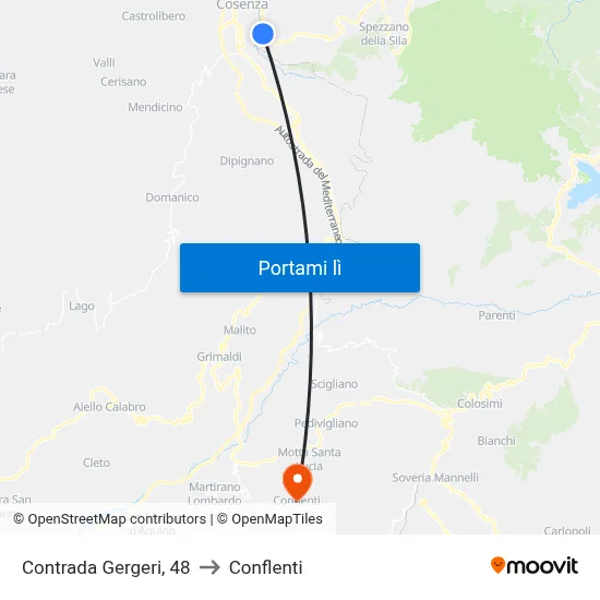 Contrada Gergeri, 48 to Conflenti map