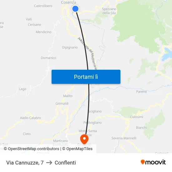 Via Cannuzze, 7 to Conflenti map