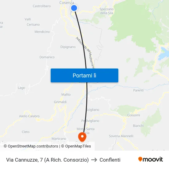 Via Cannuzze, 7 (A Rich. Consorzio) to Conflenti map
