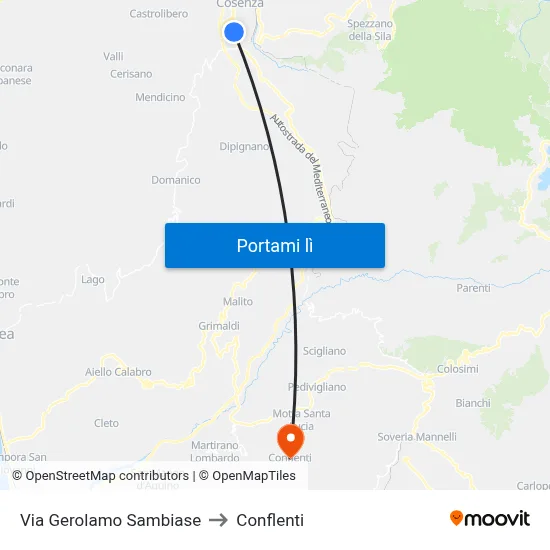 Via Gerolamo Sambiase to Conflenti map