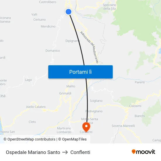 Ospedale Mariano Santo to Conflenti map