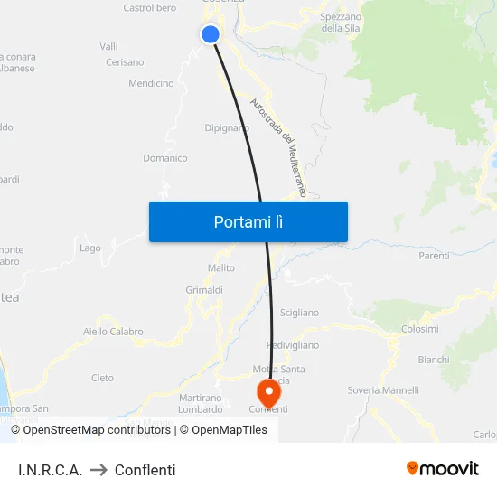 I.N.R.C.A. to Conflenti map