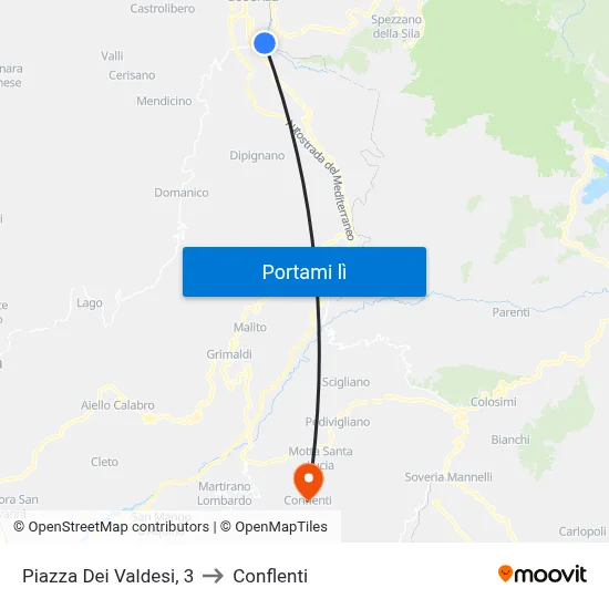 Piazza Dei Valdesi, 3 to Conflenti map