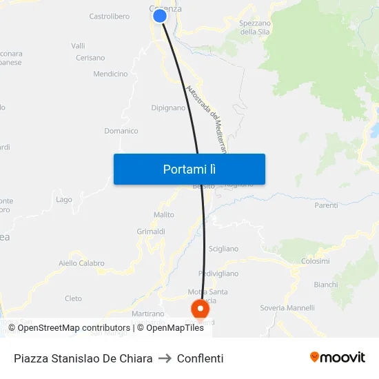 Piazza Stanislao De Chiara to Conflenti map