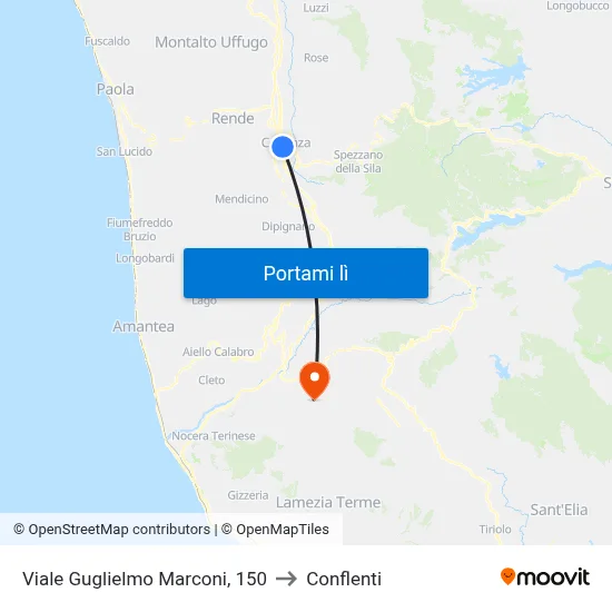 Viale Guglielmo Marconi, 150 to Conflenti map