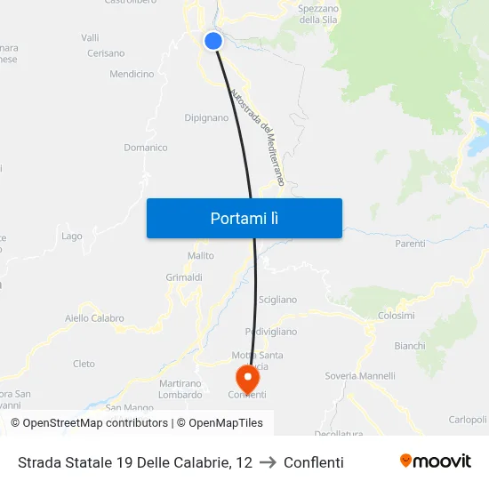 Strada Statale 19 Delle Calabrie, 12 to Conflenti map