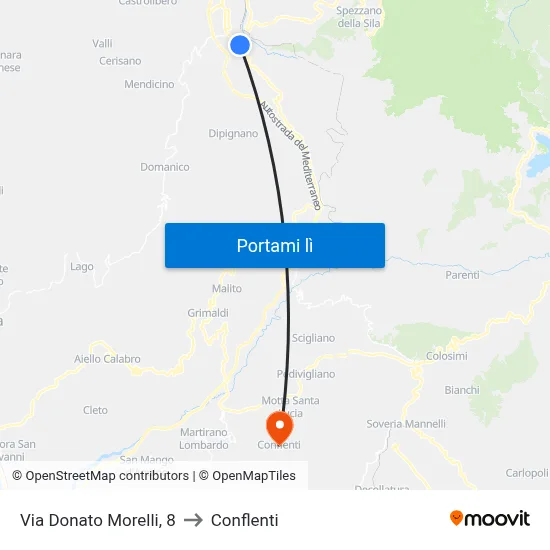 Via Donato Morelli, 8 to Conflenti map