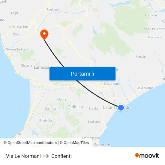 Via Le Normani to Conflenti map