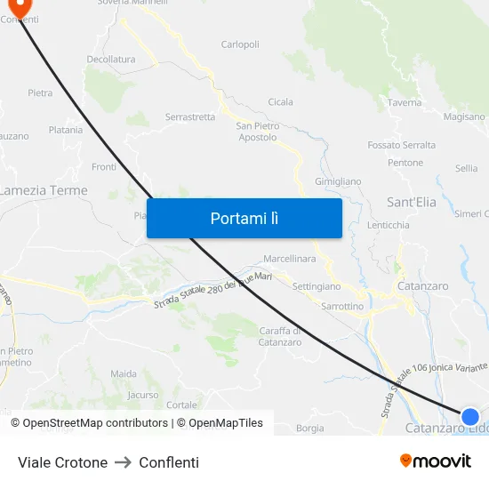 Viale Crotone to Conflenti map