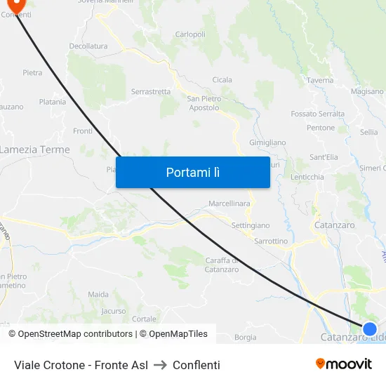 Viale Crotone - Fronte Asl to Conflenti map