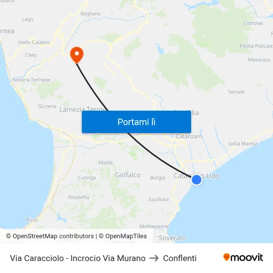 Via Caracciolo - Incrocio Via Murano to Conflenti map