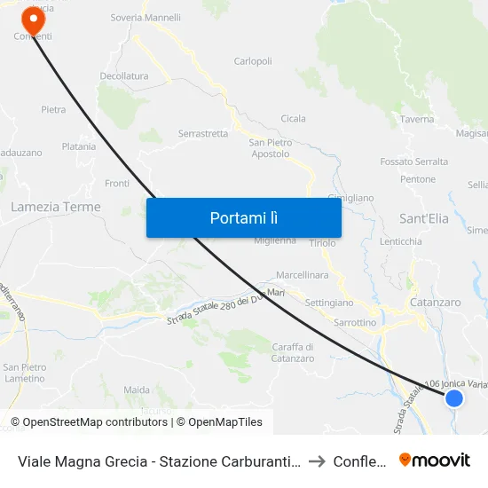 Viale Magna Grecia - Stazione Carburanti Ip to Conflenti map