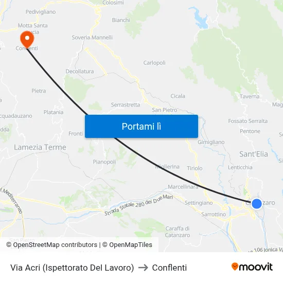 Via Acri (Ispettorato Del Lavoro) to Conflenti map
