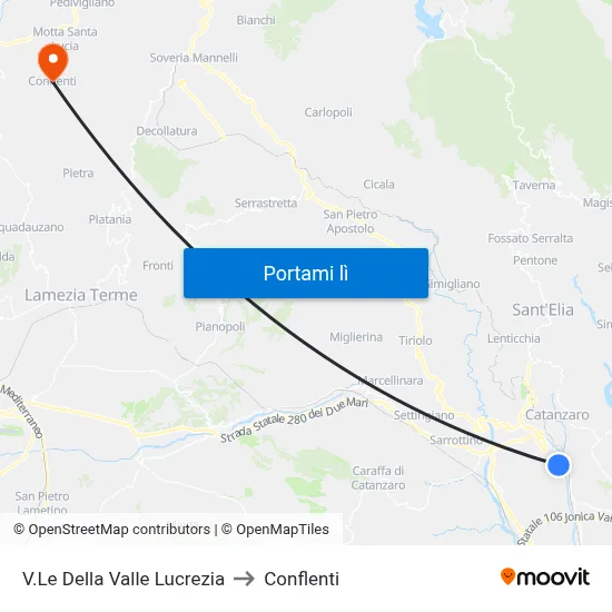 V.Le Della Valle Lucrezia to Conflenti map