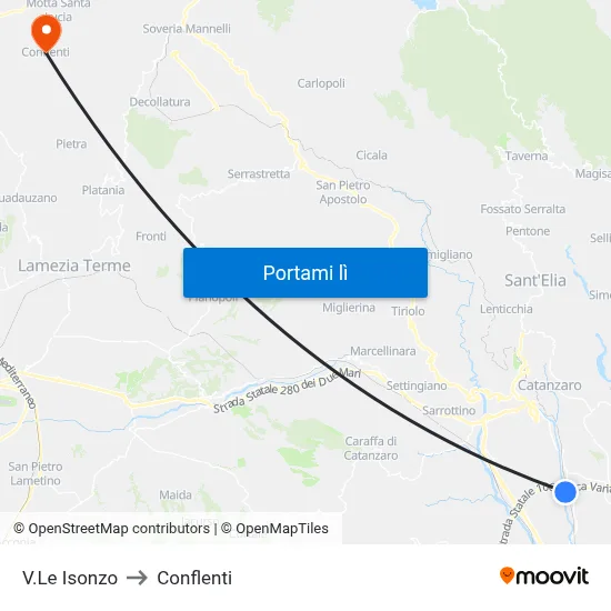 V.Le Isonzo to Conflenti map