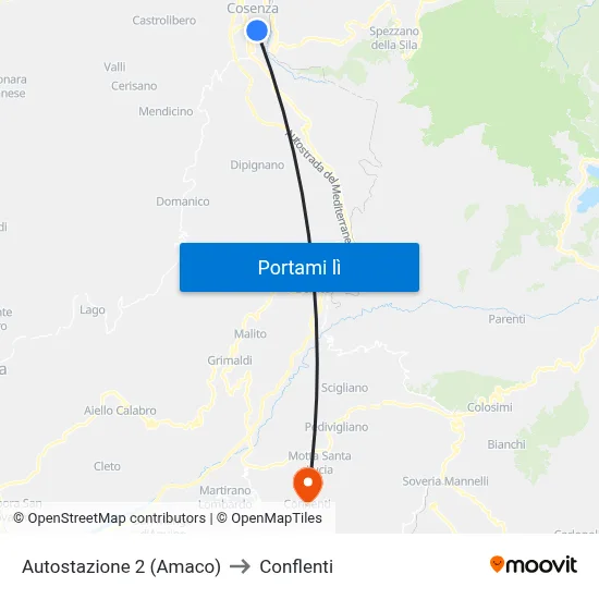 Autostazione 2 (Amaco) to Conflenti map