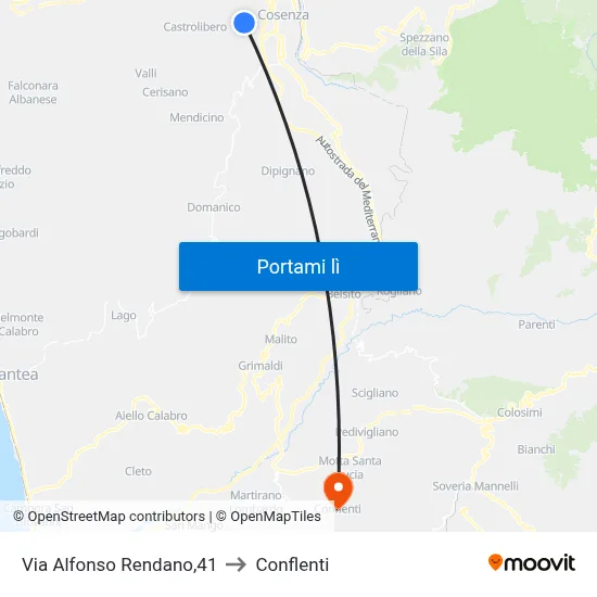 Via Alfonso Rendano,41 to Conflenti map