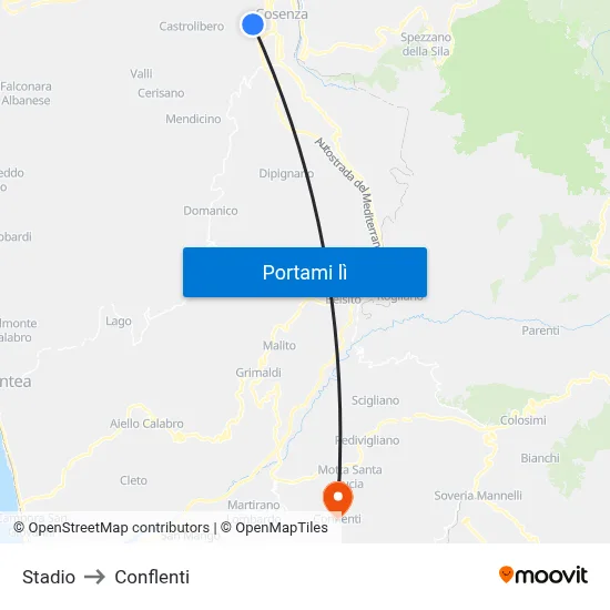 Stadio to Conflenti map