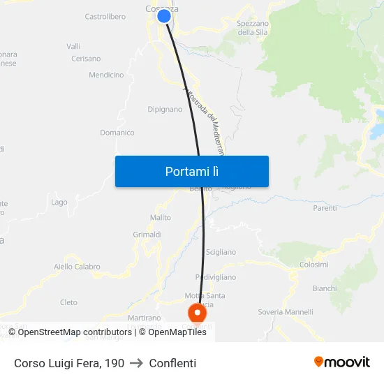 Corso Luigi Fera, 190 to Conflenti map