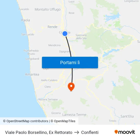 Viale Paolo Borsellino, Ex Rettorato to Conflenti map