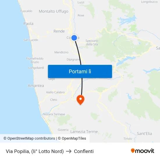Via Popilia, (Ii° Lotto Nord) to Conflenti map