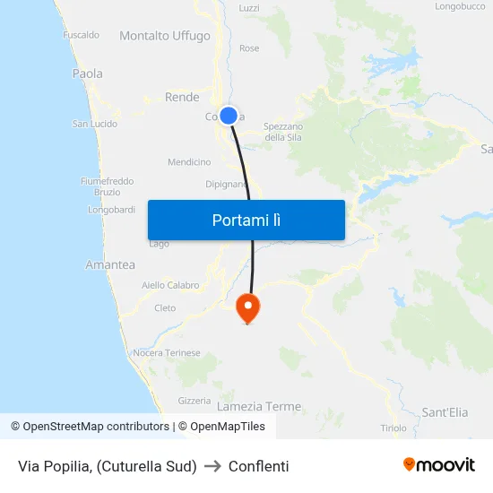 Via Popilia, (Cuturella Sud) to Conflenti map