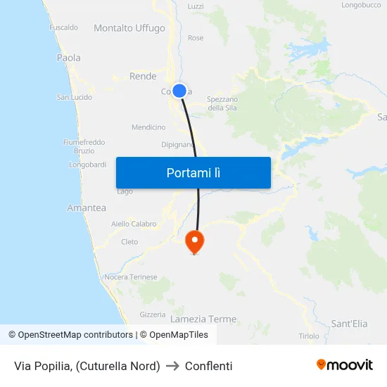 Via Popilia, (Cuturella Nord) to Conflenti map