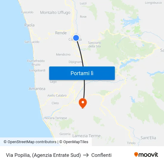 Via Popilia, (Agenzia Entrate Sud) to Conflenti map