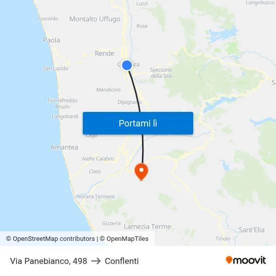 Via Panebianco, 498 to Conflenti map
