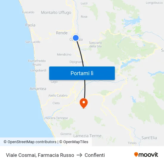 Viale Cosmai, Farmacia Russo to Conflenti map