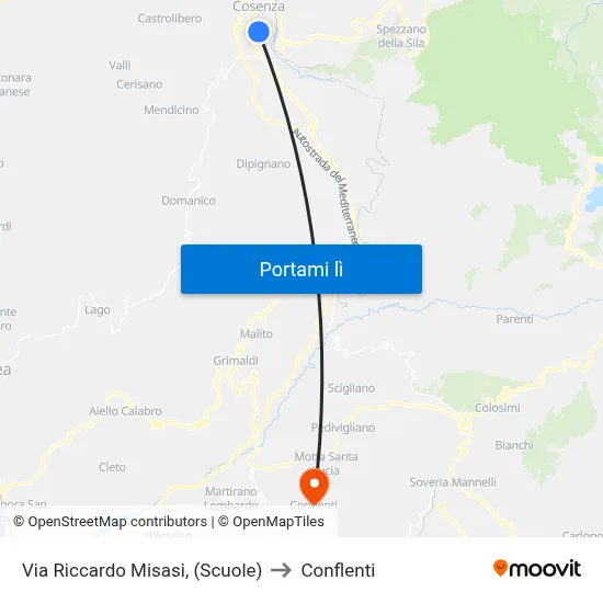 Via Riccardo Misasi, (Scuole) to Conflenti map