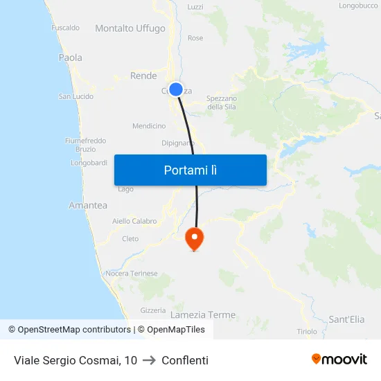 Viale Sergio Cosmai, 10 to Conflenti map