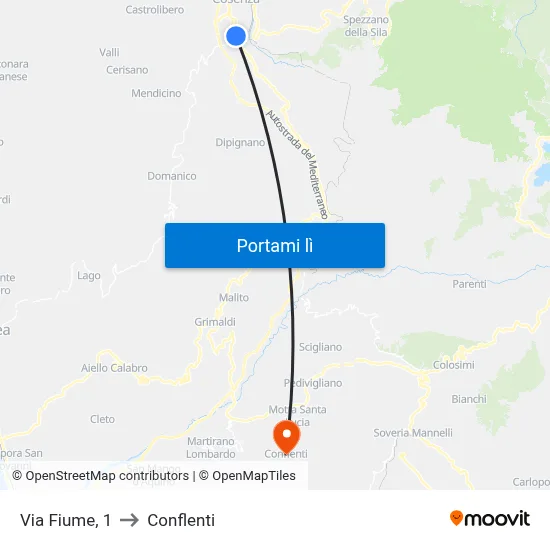 Via Fiume, 1 to Conflenti map