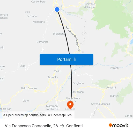 Via Francesco Corsonello, 26 to Conflenti map